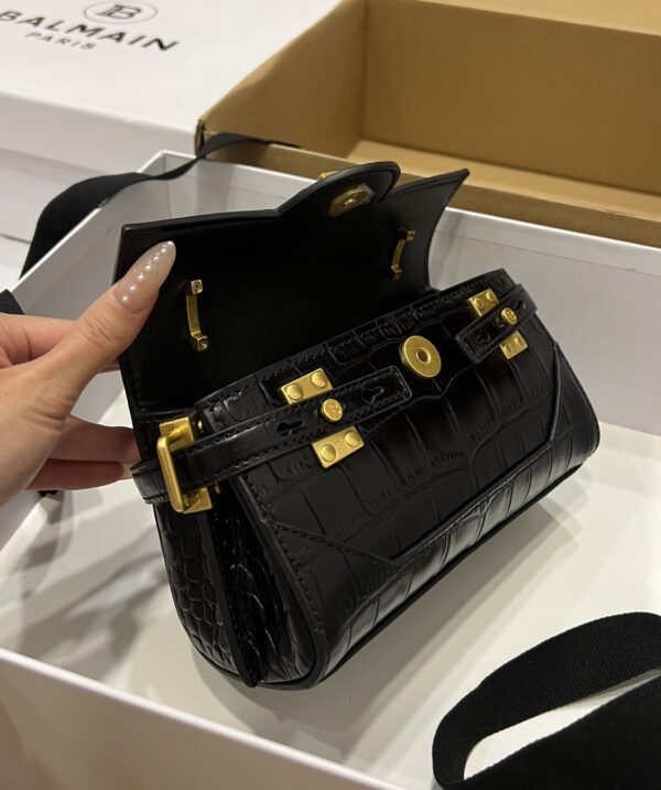 Balmain original single cowhide genuine leather crocodile pattern  Women's Bag-19cm with original box free shipping