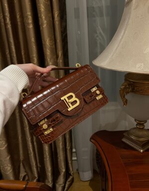 Balmain original single cowhide genuine leather crocodile pattern  Women's Bag-23cm with original box free shipping