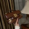 Balmain original single cowhide genuine leather crocodile pattern  Women's Bag-23cm with original box free shipping