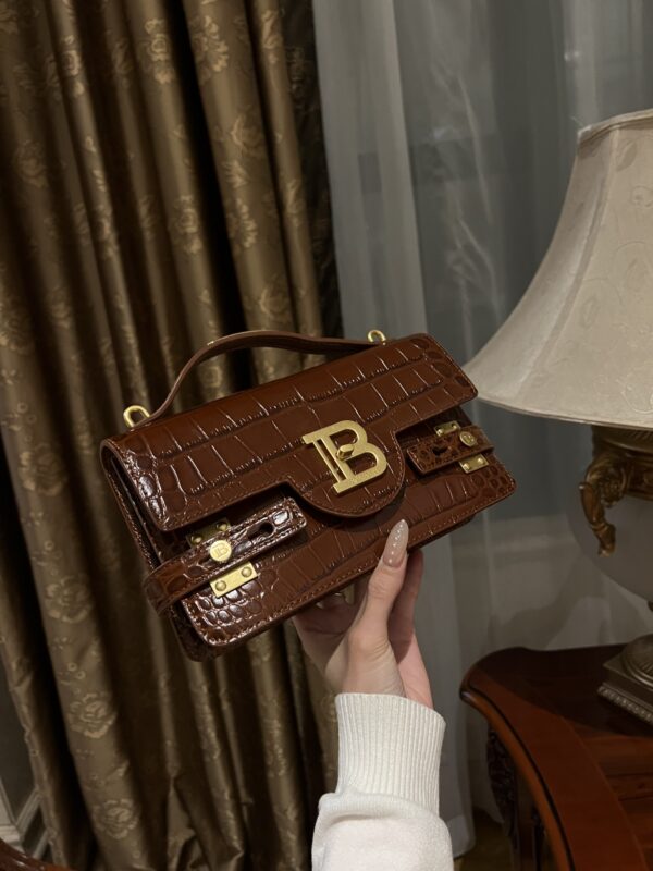 Balmain original single cowhide genuine leather crocodile pattern  Women's Bag-23cm with original box free shipping