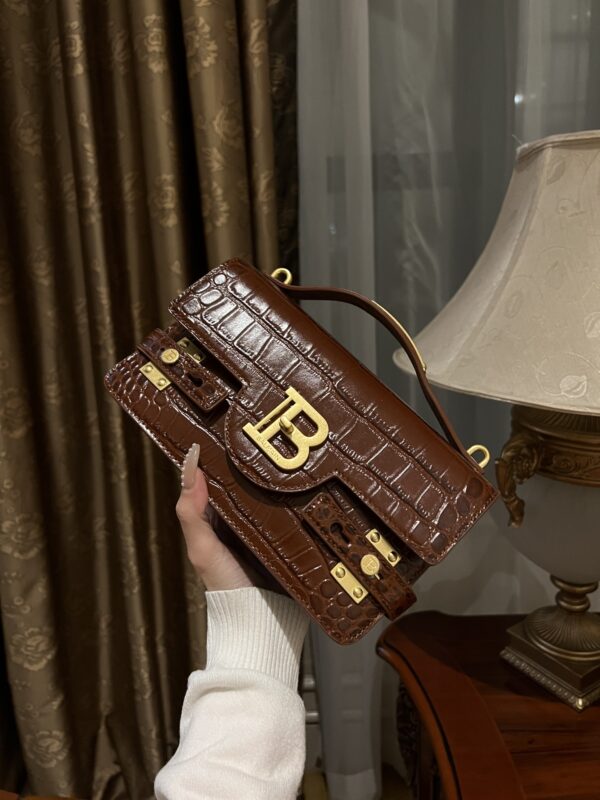 Balmain original single cowhide genuine leather crocodile pattern  Women's Bag-23cm with original box free shipping