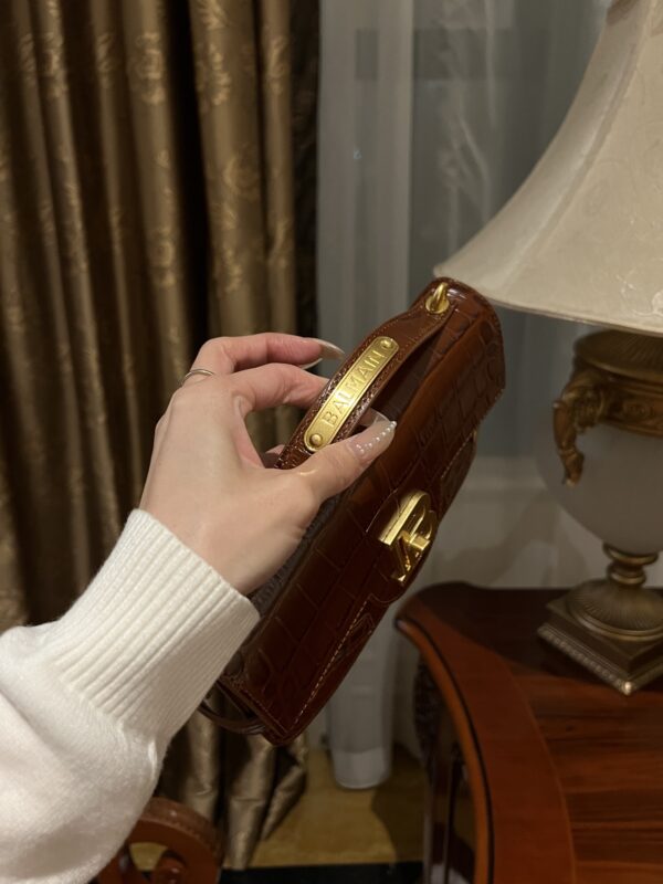 Balmain original single cowhide genuine leather crocodile pattern  Women's Bag-23cm with original box free shipping