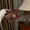 Balmain original single cowhide genuine leather crocodile pattern  Women's Bag-23cm with original box free shipping