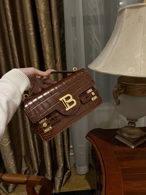Balmain original single cowhide genuine leather crocodile pattern  Women's Bag-23cm with original box free shipping