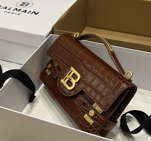 Balmain original single cowhide genuine leather crocodile pattern  Women's Bag-23cm with original box free shipping