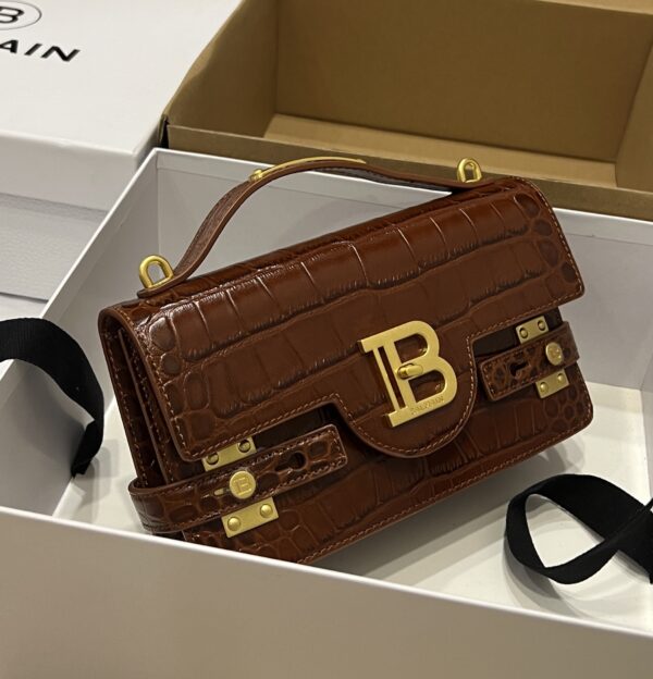 Balmain original single cowhide genuine leather crocodile pattern  Women's Bag-23cm with original box free shipping