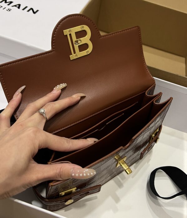 Balmain original single cowhide genuine leather crocodile pattern  Women's Bag-23cm with original box free shipping