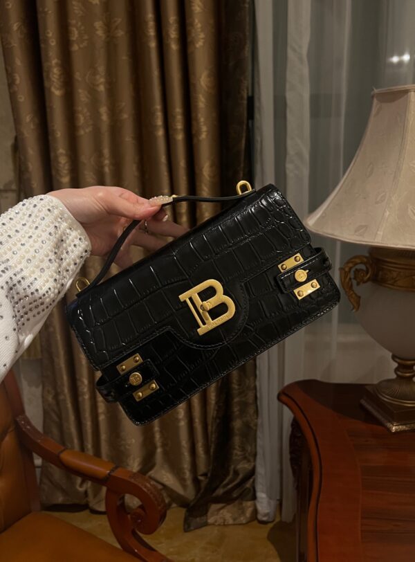 Balmain original single cowhide genuine leather crocodile pattern  Women's Bag-23cm with original box free shipping