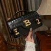 Balmain original single cowhide genuine leather crocodile pattern  Women's Bag-23cm with original box free shipping