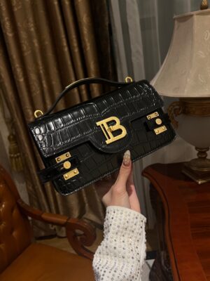 Balmain original single cowhide genuine leather crocodile pattern  Women's Bag-23cm with original box free shipping