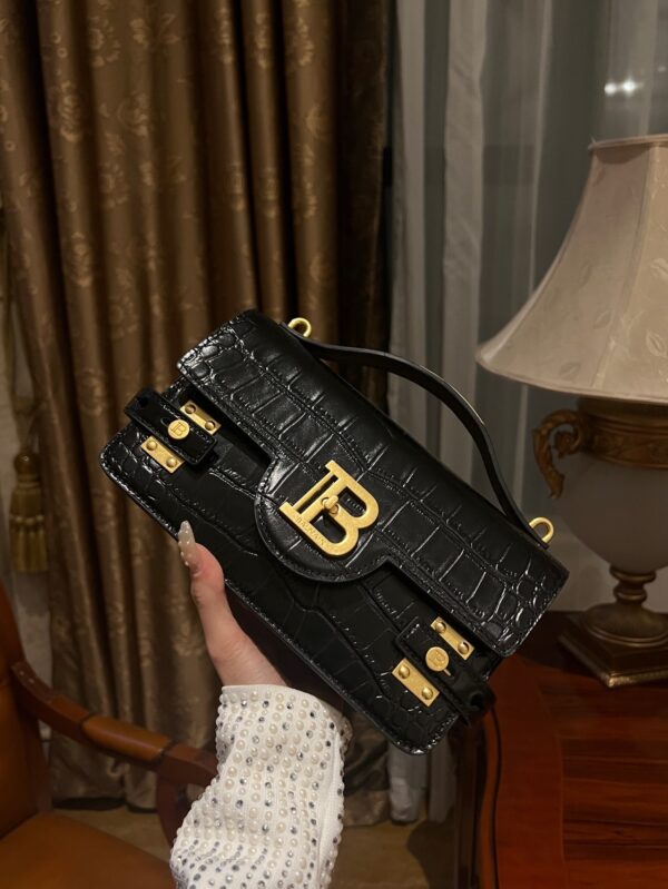 Balmain original single cowhide genuine leather crocodile pattern  Women's Bag-23cm with original box free shipping