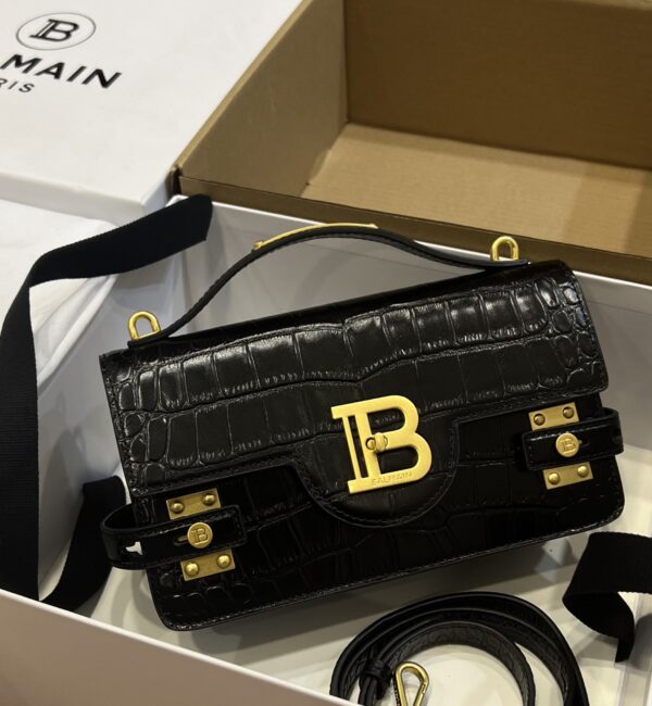 Balmain original single cowhide genuine leather crocodile pattern  Women's Bag-23cm with original box free shipping