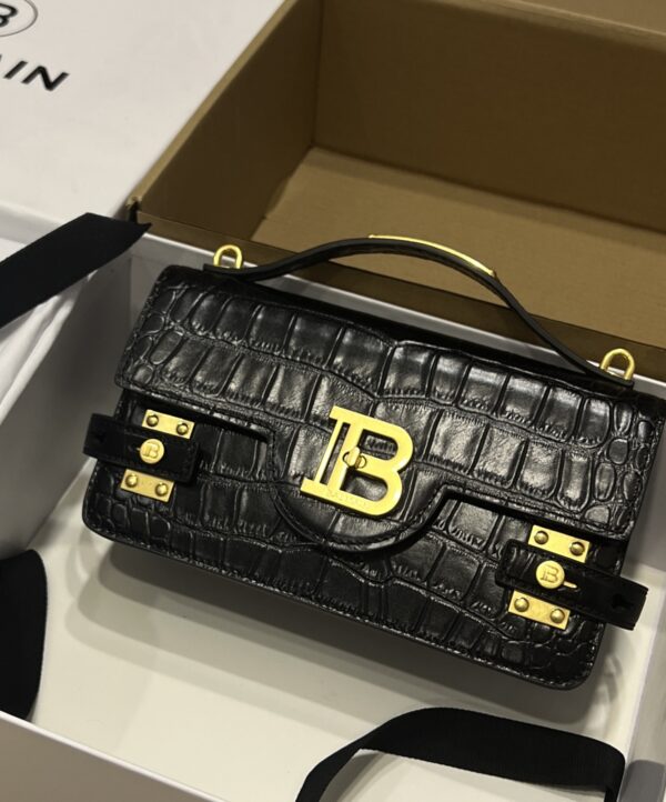 Balmain original single cowhide genuine leather crocodile pattern  Women's Bag-23cm with original box free shipping