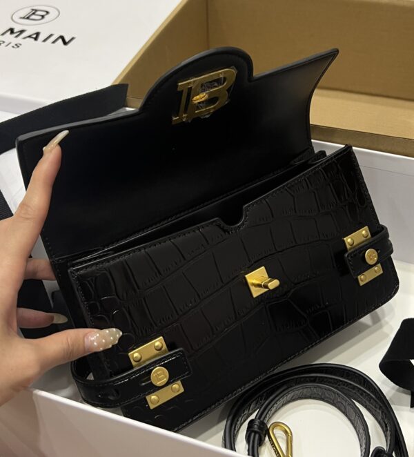 Balmain original single cowhide genuine leather crocodile pattern  Women's Bag-23cm with original box free shipping