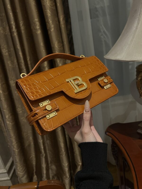 Balmain original single cowhide genuine leather crocodile pattern  Women's Bag-23cm with original box free shipping