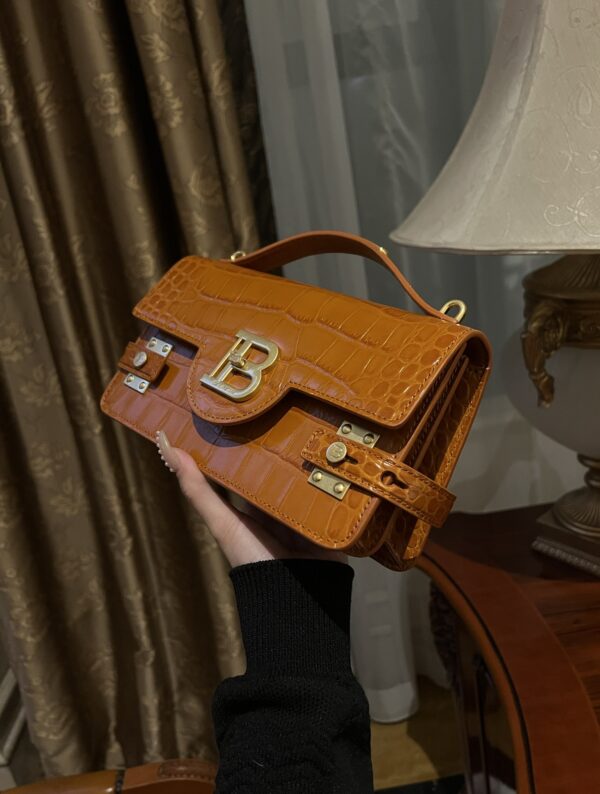 Balmain original single cowhide genuine leather crocodile pattern  Women's Bag-23cm with original box free shipping