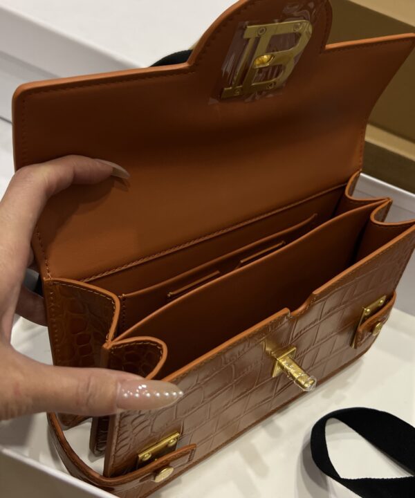 Balmain original single cowhide genuine leather crocodile pattern  Women's Bag-23cm with original box free shipping