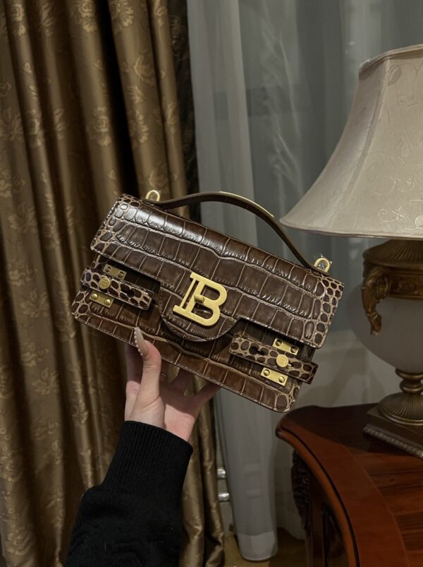 Balmain original single cowhide genuine leather crocodile pattern  Women's Bag-23cm with original box free shipping