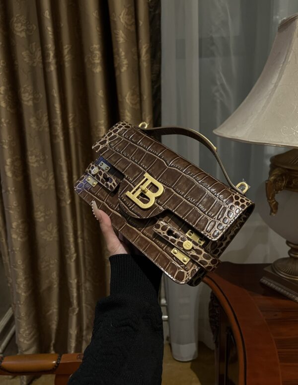 Balmain original single cowhide genuine leather crocodile pattern  Women's Bag-23cm with original box free shipping