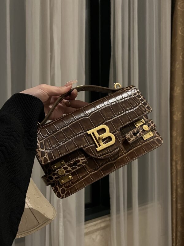 Balmain original single cowhide genuine leather crocodile pattern  Women's Bag-23cm with original box free shipping
