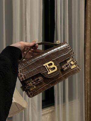 Balmain original single cowhide genuine leather crocodile pattern  Women's Bag-23cm with original box free shipping