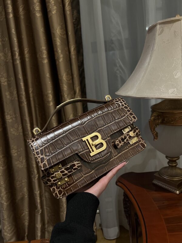 Balmain original single cowhide genuine leather crocodile pattern  Women's Bag-23cm with original box free shipping