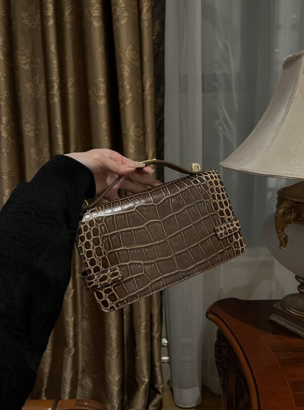 Balmain original single cowhide genuine leather crocodile pattern  Women's Bag-23cm with original box free shipping