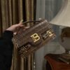 Balmain original single cowhide genuine leather crocodile pattern  Women's Bag-23cm with original box free shipping