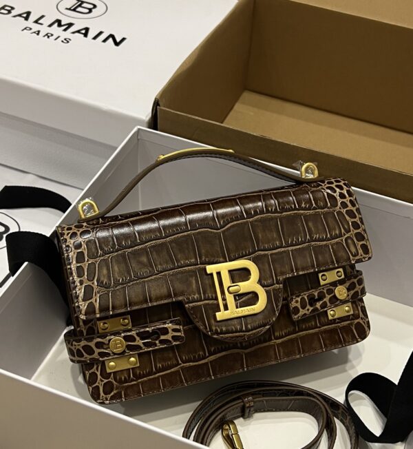 Balmain original single cowhide genuine leather crocodile pattern  Women's Bag-23cm with original box free shipping