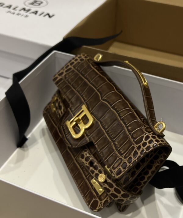 Balmain original single cowhide genuine leather crocodile pattern  Women's Bag-23cm with original box free shipping