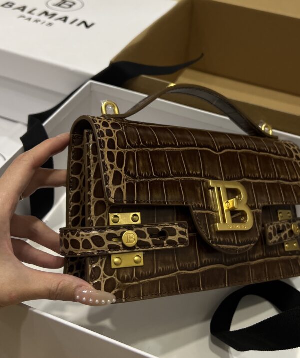 Balmain original single cowhide genuine leather crocodile pattern  Women's Bag-23cm with original box free shipping