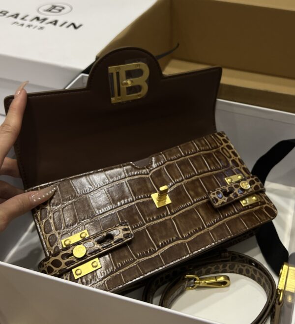 Balmain original single cowhide genuine leather crocodile pattern  Women's Bag-23cm with original box free shipping