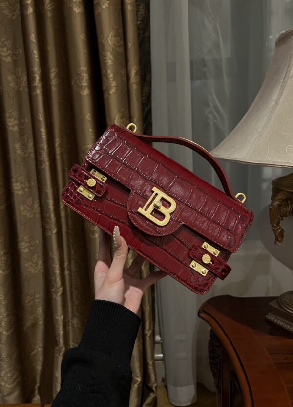 Balmain original single cowhide genuine leather crocodile pattern  Women's Bag-23cm with original box free shipping