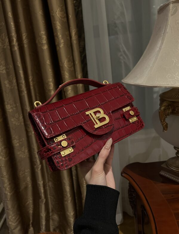 Balmain original single cowhide genuine leather crocodile pattern  Women's Bag-23cm with original box free shipping