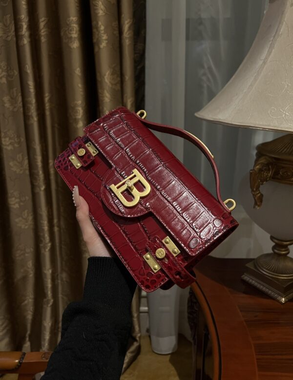 Balmain original single cowhide genuine leather crocodile pattern  Women's Bag-23cm with original box free shipping