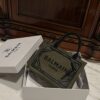 Balmain original Canvas print with leather patchwork pattern  Women's Bag-26cm with original box free shipping