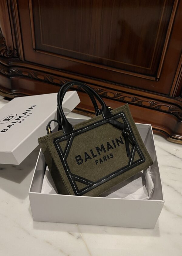 Balmain original Canvas print with leather patchwork pattern  Women's Bag-26cm with original box free shipping