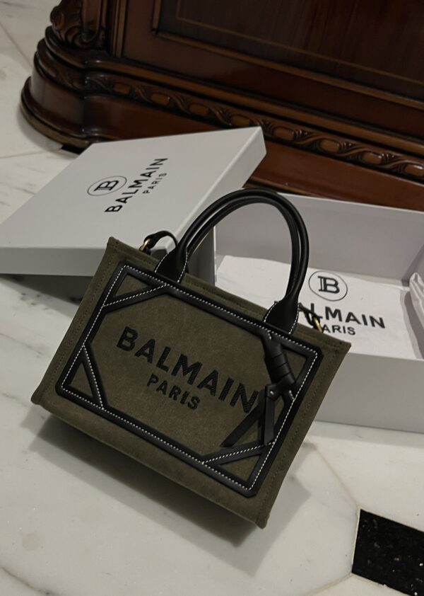 Balmain original Canvas print with leather patchwork pattern  Women's Bag-26cm with original box free shipping