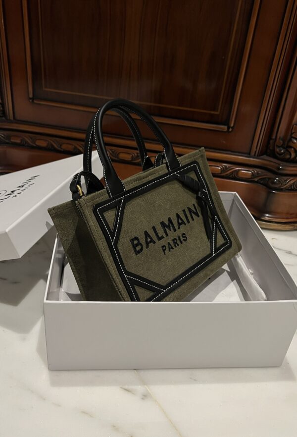 Balmain original Canvas print with leather patchwork pattern  Women's Bag-26cm with original box free shipping