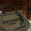 Balmain original Canvas print with leather patchwork pattern  Women's Bag-26cm with original box free shipping