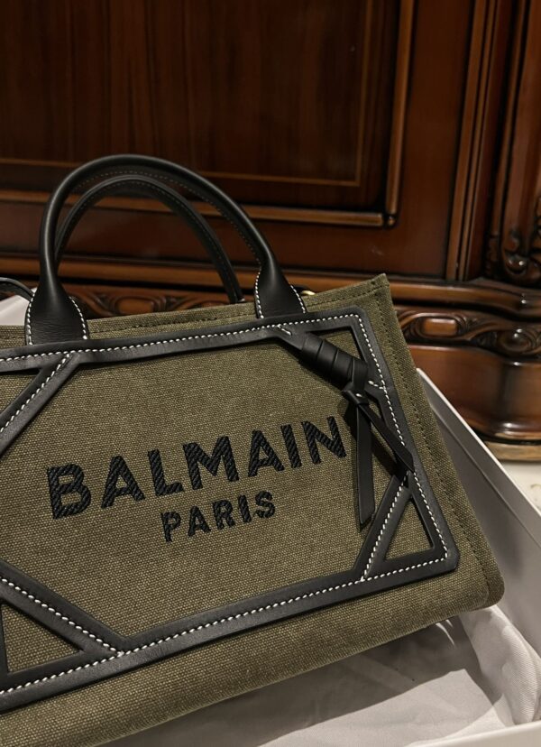 Balmain original Canvas print with leather patchwork pattern  Women's Bag-26cm with original box free shipping