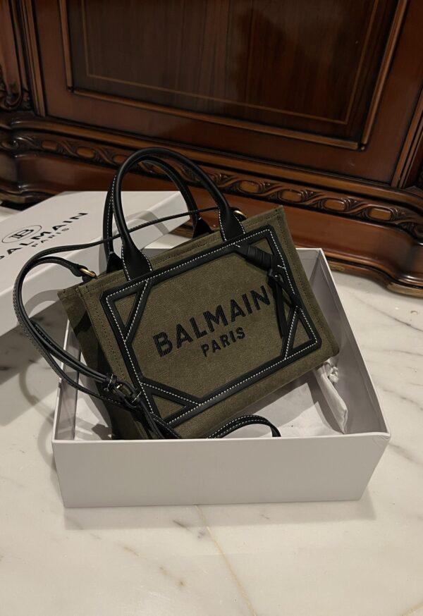 Balmain original Canvas print with leather patchwork pattern  Women's Bag-26cm with original box free shipping
