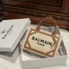 Balmain original Canvas print with leather patchwork pattern  Women's Bag-26cm with original box free shipping