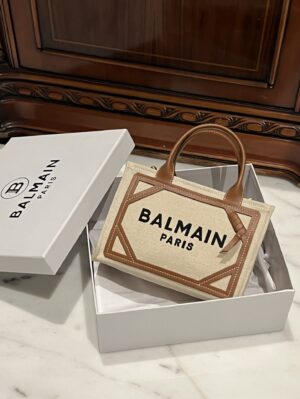 Balmain original Canvas print with leather patchwork pattern  Women's Bag-26cm with original box free shipping