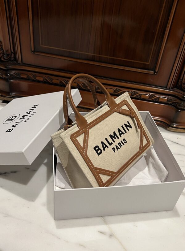 Balmain original Canvas print with leather patchwork pattern  Women's Bag-26cm with original box free shipping