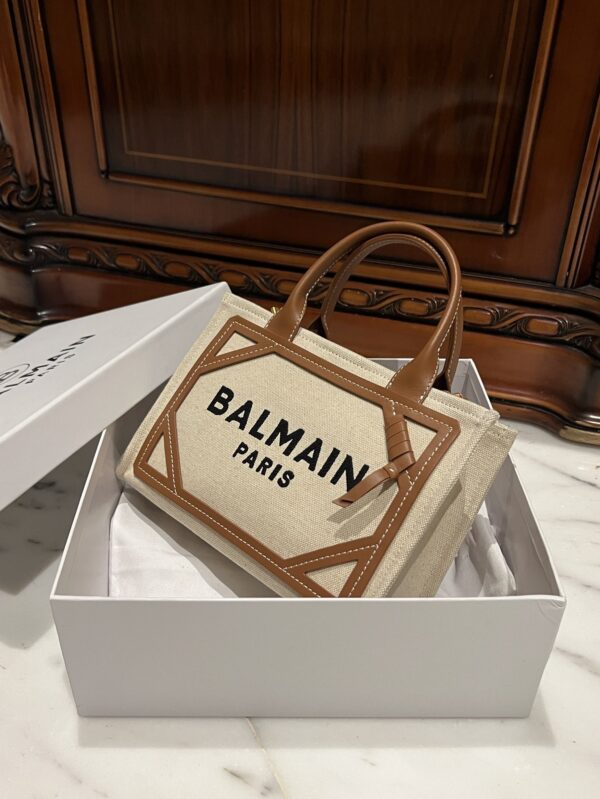 Balmain original Canvas print with leather patchwork pattern  Women's Bag-26cm with original box free shipping