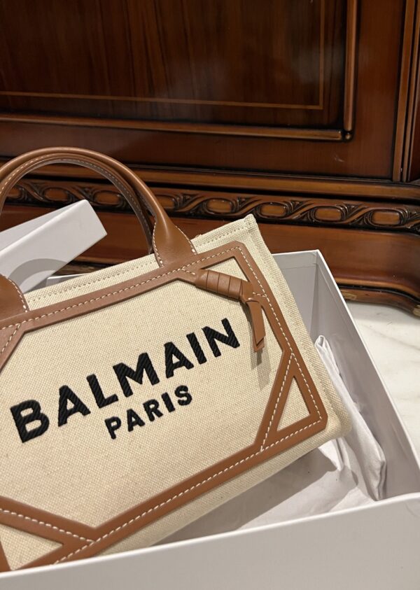 Balmain original Canvas print with leather patchwork pattern  Women's Bag-26cm with original box free shipping