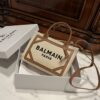 Balmain original Canvas print with leather patchwork pattern  Women's Bag-26cm with original box free shipping