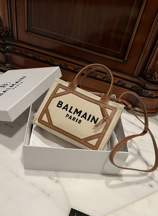 Balmain original Canvas print with leather patchwork pattern  Women's Bag-26cm with original box free shipping