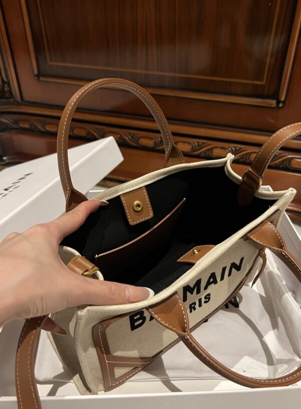 Balmain original Canvas print with leather patchwork pattern  Women's Bag-26cm with original box free shipping